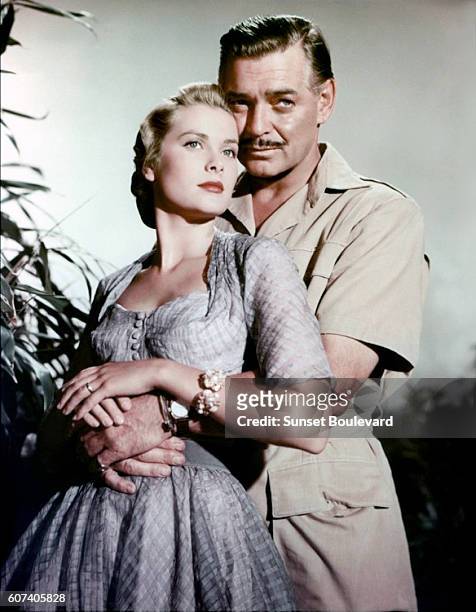 American actors Grace Kelly and Clark Gable on the set of Mogambo, directed by John Ford.
