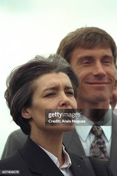 Claudie Andre-Deshays et Sergei Krikalev.