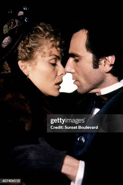 American actress Michelle Pfeiffer and British actor Daniel Day-Lewis on the set of The Age of Innocence, based on the novel by Edith Wharton, and...