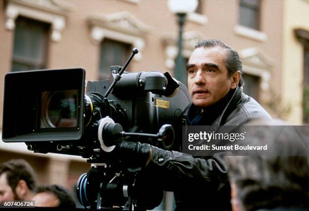 American director Martin Scorsese on the set of his movie The Age of Innocence, based on the novel by Edith Wharton.