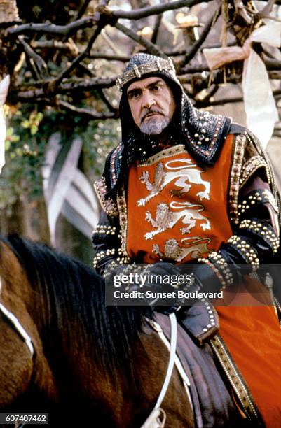 Scottish actor Sean Connery on the set of Robin Hood: Prince of Thieves, directed by Kevin Reynolds.