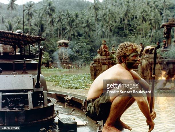 American actor Sam Bottoms on the set of the film Apocalypse Now, directed by Francis Ford Coppola and based on Joseph Conrad's novel Heart of...