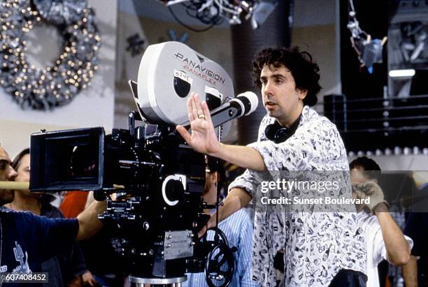 American director Tim Burton on the set of his movie Batman Returns.