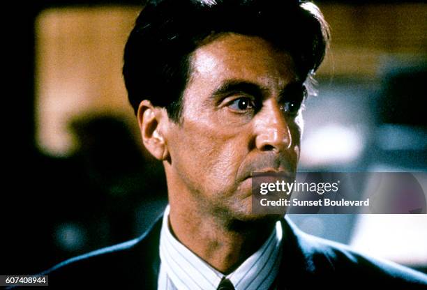 American actor Al Pacino on the set of Glengarry Glen Ross, directed by James Foley.