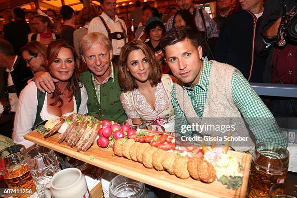 Andrea Berg and her husband Uli, Ulrich Ferber, her stepson Andreas Ferber with his girlfriend Vanessa Mai during the opening of the oktoberfest 2016...