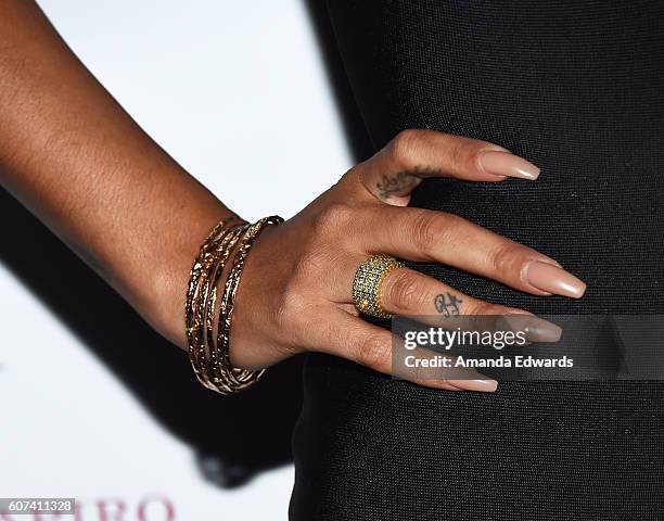 Television personality Golnesa "GG" Gharachedaghi, jewelry and manicure detail, arrives at the Annual Brent Shapiro Foundation for Alcohol and Drug...