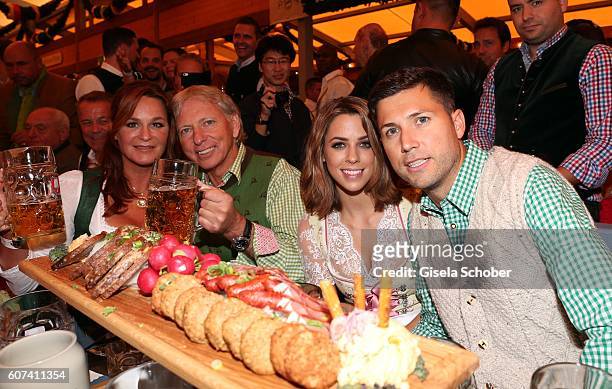 Andrea Berg and her husband Uli, Ulrich Ferber, her stepson Andreas Ferber with his girlfriend Vanessa Mai during the opening of the oktoberfest 2016...