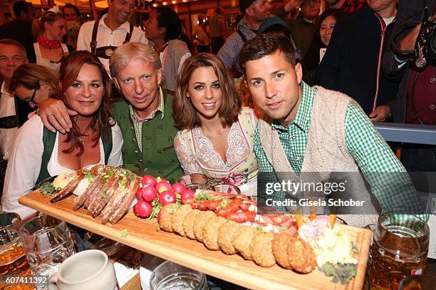 Andrea Berg and her husband Uli, Ulrich Ferber, her stepson Andreas Ferber with his girlfriend Vanessa Mai during the opening of the oktoberfest 2016...