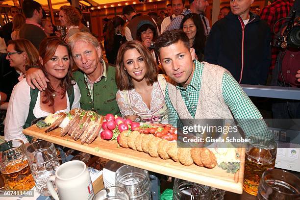 Andrea Berg and her husband Uli, Ulrich Ferber, her stepson Andreas Ferber with his girlfriend Vanessa Mai during the opening of the oktoberfest 2016...