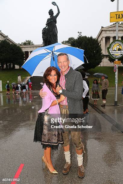 Henry Maske and his wife Manuela Maske during the opening of the oktoberfest 2016 at Theresienwiese on September 17, 2016 in Munich, Germany.