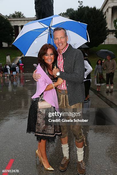 Henry Maske and his wife Manuela Maske during the opening of the oktoberfest 2016 at Theresienwiese on September 17, 2016 in Munich, Germany.