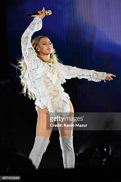 Entertainer Beyonce performs on stage during "The Formation World Tour" at Levi's Stadium on September 17, 2016 in Santa Clara, California.