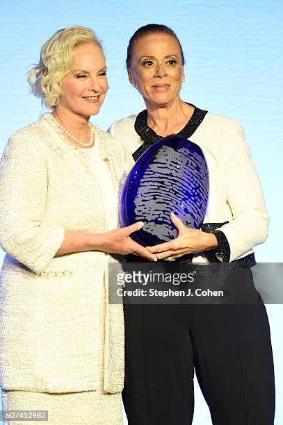 Cindy McCain and Lonnie Ali attends the 2016 Muhammad Ali Humanitarian Awards at Marriott Louisville Downtown on September 17, 2016 in Louisville,...