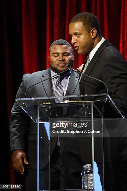 Asaad Amin and Craig Melvin attends the 2016 Muhammad Ali Humanitarian Awards at Marriott Louisville Downtown on September 17, 2016 in Louisville,...
