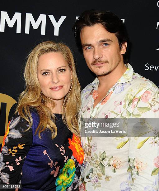 Actor Rupert Friend and wife Aimee Mullins attend the Showtime Emmy eve party at Sunset Tower on September 17, 2016 in West Hollywood, California.