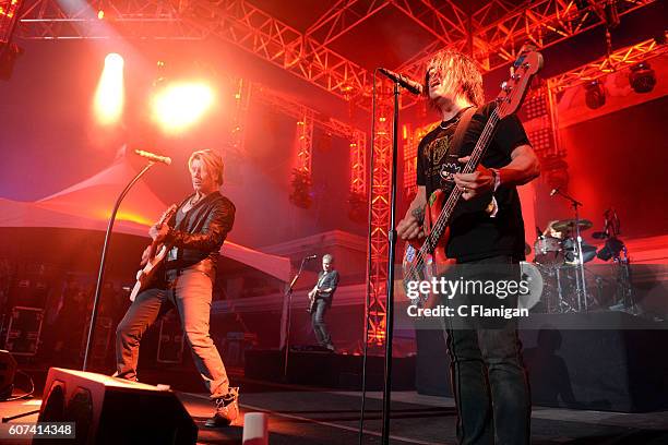 Singer John Rzeznik and bass player Robby Takac of the band Goo Goo Dolls perform on the Trestles stage during KAABOO Del Mar at the Del Mar...