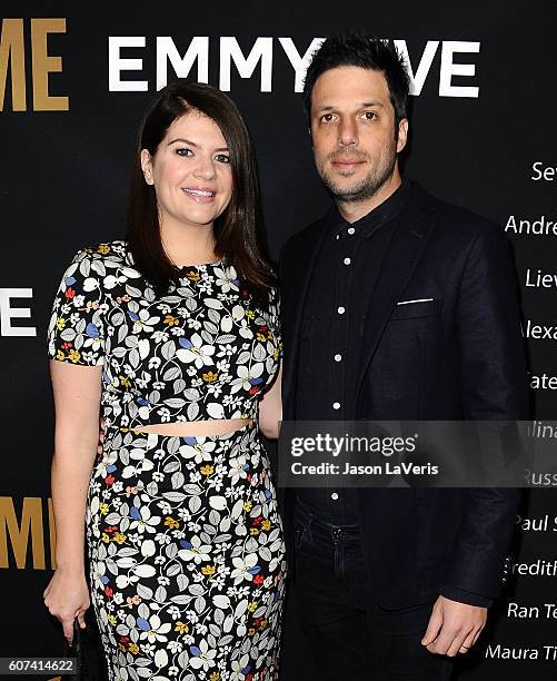 Actress Casey Wilson and husband David Caspe attend the Showtime Emmy eve party at Sunset Tower on September 17, 2016 in West Hollywood, California.