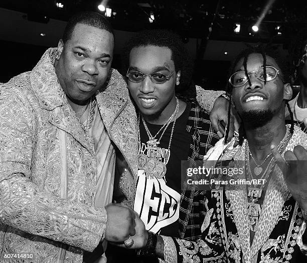 Busta Rhymes and Migos 2016 BET Hip Hop Awards at Cobb Energy Performing Arts Center on September 17, 2016 in Atlanta, Georgia.