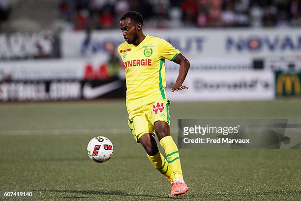 Wilfried Moimbe of Nantes during the Ligue 1 match between AS Nancy Lorraine and FC Nantes at Stade Marcel Picot on September 17, 2016 in Nancy,...