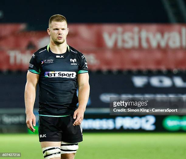 Olly Cracknell of Ospreys during the Guinness PRO12 Round 3 match between Ospreys and Benetton Rugby Treviso at Liberty Stadium on September 17, 2016...