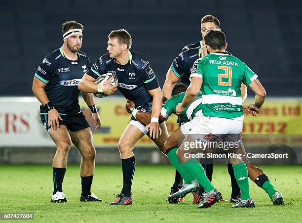 Dan Biggar of Ospreys during the Guinness PRO12 Round 3 match between Ospreys and Benetton Rugby Treviso at Liberty Stadium on September 17, 2016 in...