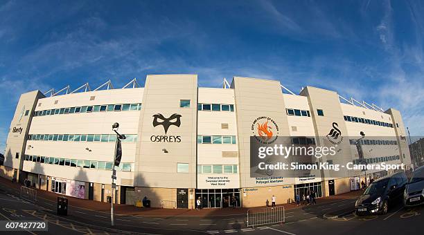 General view of Liberty Stadium, home of Ospreys during the Guinness PRO12 Round 3 match between Ospreys and Benetton Rugby Treviso at Liberty...