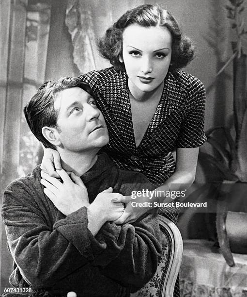 French actors Jean Gabin and Mireille Balin on the set of Gueule d'Amour, based on the novel by André Beucler and directed by Jean Grémillon.