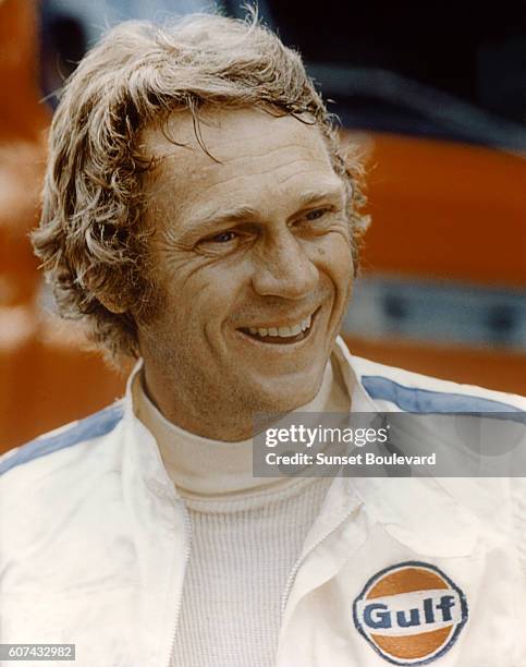 American actor and racer Steve McQueen on the set of Le Mans, directed by Lee H. Katzin.