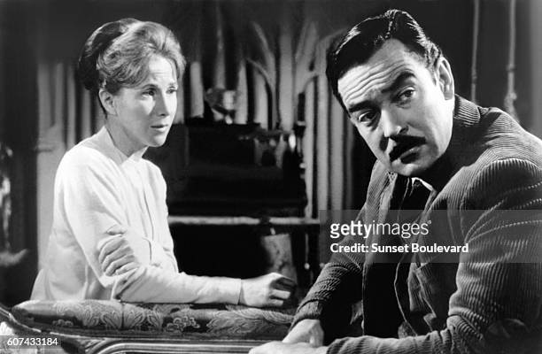 American actress Julie Harris and British actor Richad Johnson on the set of The Haunting, based on the novel by Shirley Jackson and directed by...