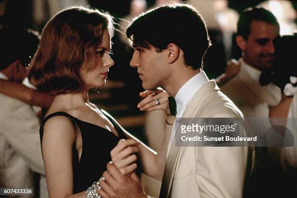 Australian actress Nicole Kidman and American actor Loren Dean on the set of Billy Bathgate, based on the book by E.L. Doctorow and directed by...