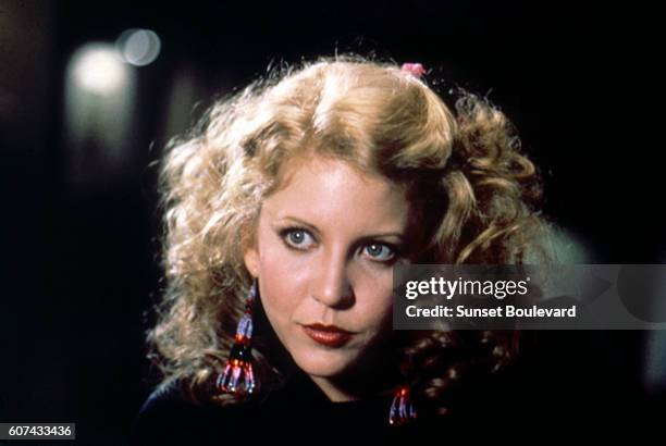American actress Nancy Allen on the set of Dressed to Kill, written and directed by Brian De Palma.