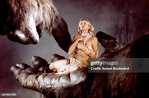 American actress Jessica Lange on the set of King Kong, directed by John Guillermin.