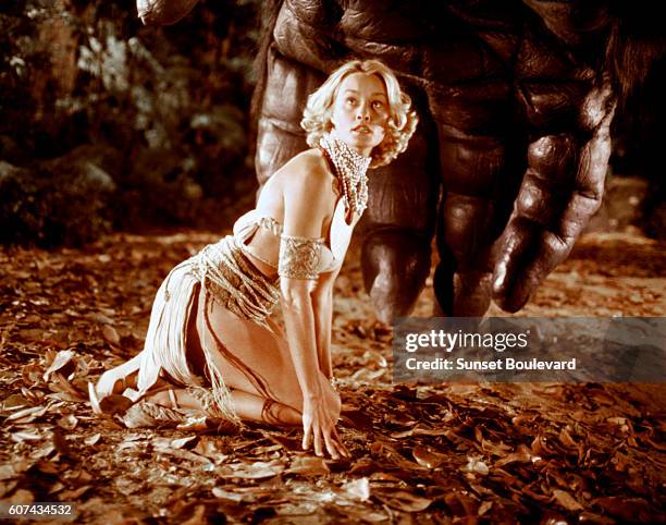 American actress Jessica Lange on the set of King Kong, directed by John Guillermin.