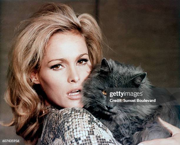 Swiss actress Ursula Andress on the set of What's New Pussycat, directed by Clive Donner and Richard Talmadge.