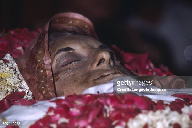 The body of Indira Gandhi lies in state following her assassination on October 31, 1984. Gandhi was the Prime Minister of India who was assassinated...