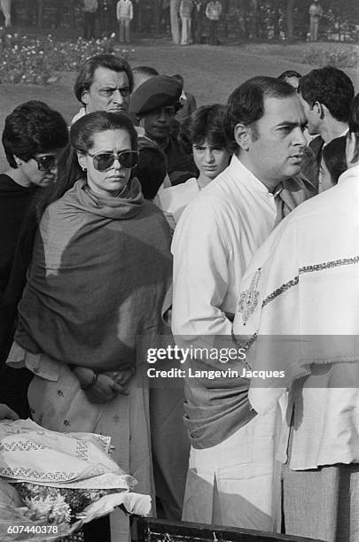 Rajiv and his wife Sonia Gandhi visit Rajiv's grandfather's grave, Jawaharlal Nehru, on the anniversary of his 96th birthday. Nehru was the first...