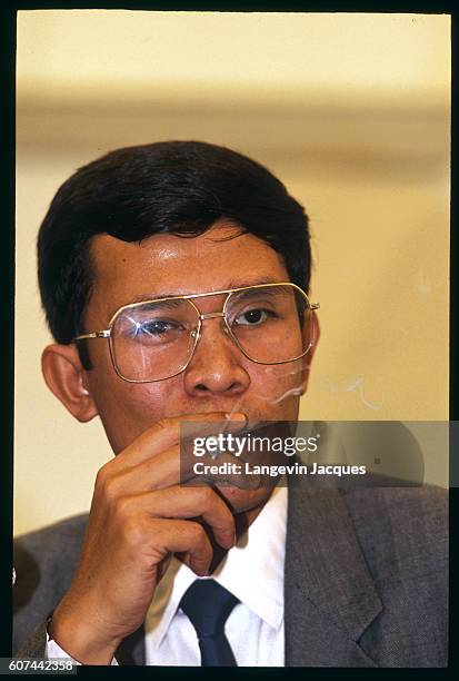 Hun San Hun Sen during a meeting with the re-instated King of Cambodia. News ...