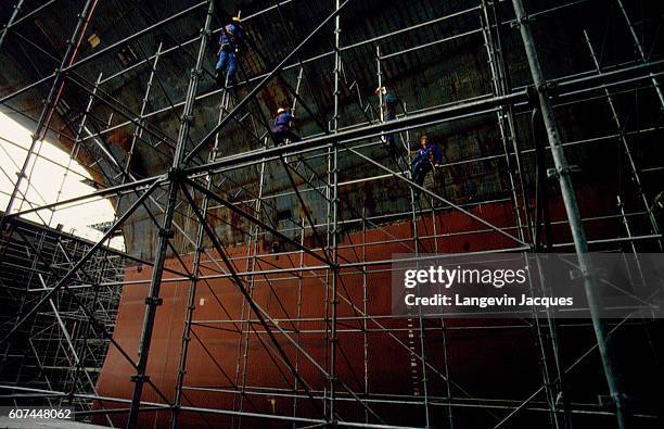 CONSTRUCTION OF THE CHARLES DE GAULLE AIRCRAFT CARRIER IN BREST