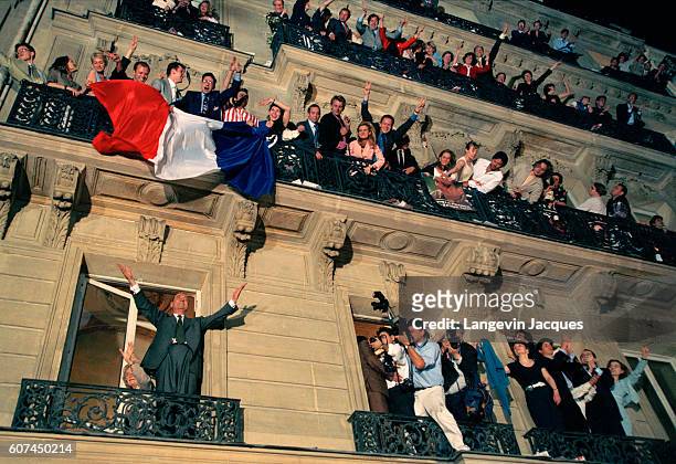 Jacques Chirac celebrates his recent victory in the French Presidential elections in what was his third bid for the post.