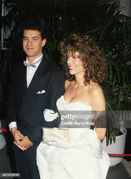 American actor Tom Hanks and his partner, actress Rita Wilson attend the 59th Academy Awards ceremony, in Los Angeles.