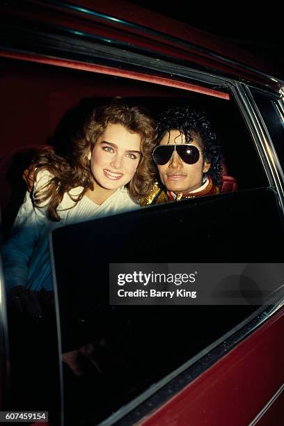 American actress and model Brooke Shields and singer, songwriter, dancer, and record producer Michael Jackson, known as the "King of Pop", attend the...