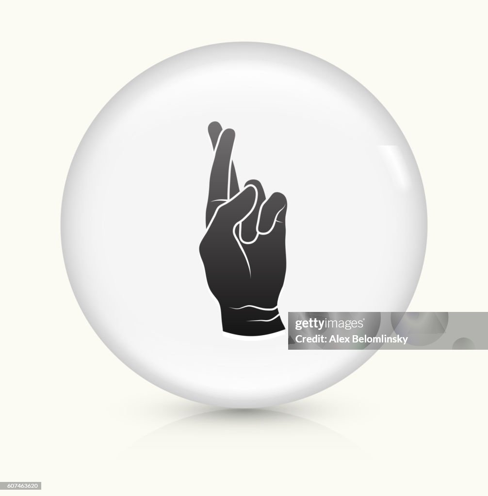Doigt En Rond Icône Doigts Croisés Sur Le Bouton Vectoriel Rond Blanc Illustration ...