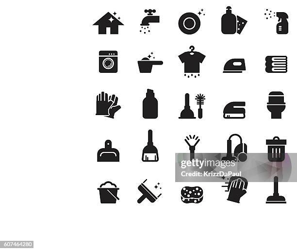 cleaning icons [black edition] - laundry stock illustrations