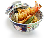 ebi tendon, prawn tempura bowl, japanese food