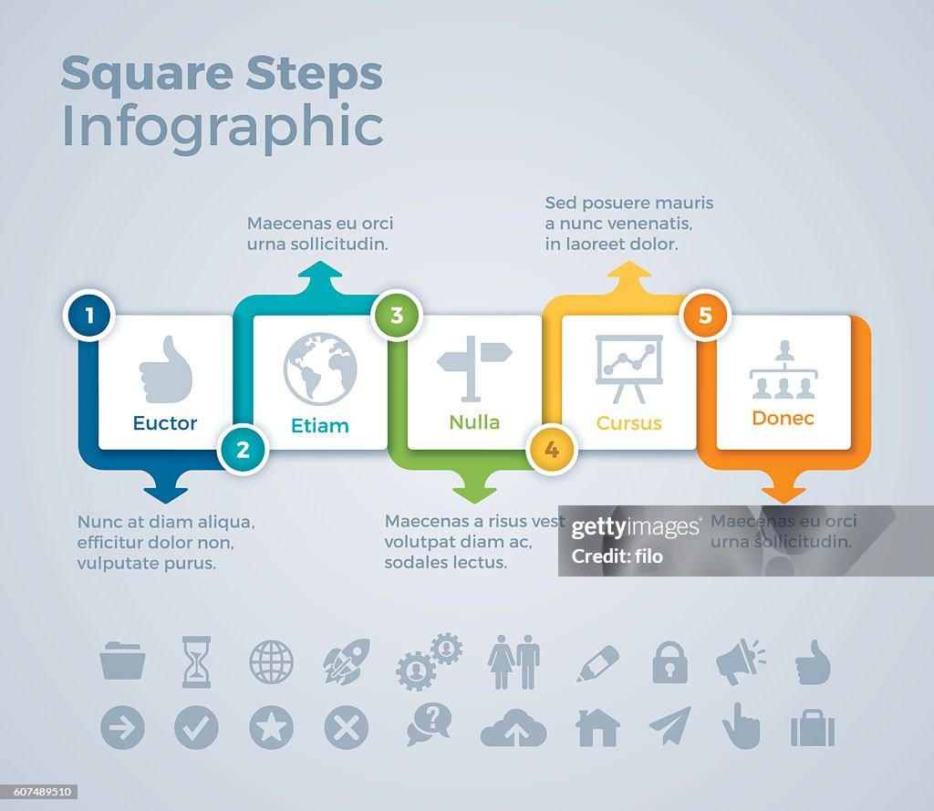 Five Step Squares Infographic Concept
