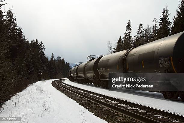 oil train in canada - fuel storage tank stock pictures, royalty-free photos & images