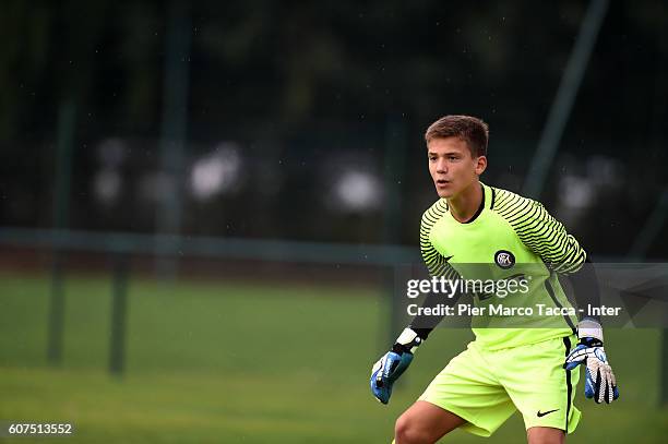 Filip Stankovic of FC Internazionale U15 in action during the match FC Internazionale U15 v AC Milan U15 on September 18, 2016 in Milan, Italy.