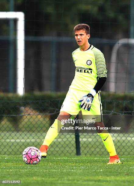 Filip Stankovic of FC Internazionale U15 in action during the match FC Internazionale U15 v AC Milan U15 on September 18, 2016 in Milan, Italy.