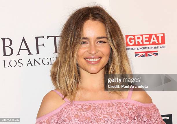 Actress Emilia Clarke attends the BBC America BAFTA Los Angeles TV Tea Party 2016 at The London Hotel on September 17, 2016 in West Hollywood,...