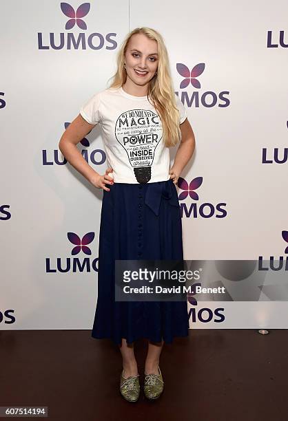 Evanna Lynch supporting the Lumos launch of its 'Be the Light' T-shirt to raise funds for its work to help end the institutionalization of children...